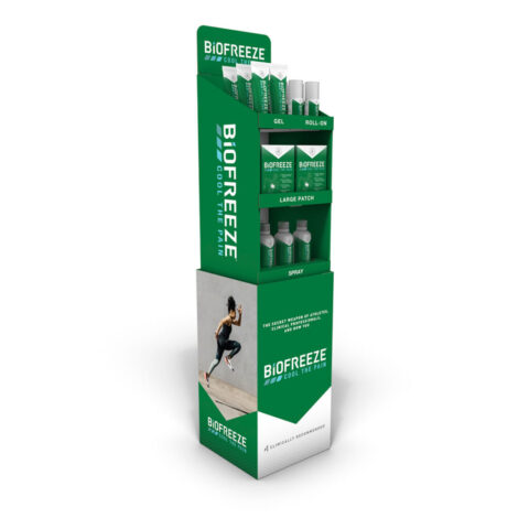 A corrugated display for in-store sales.