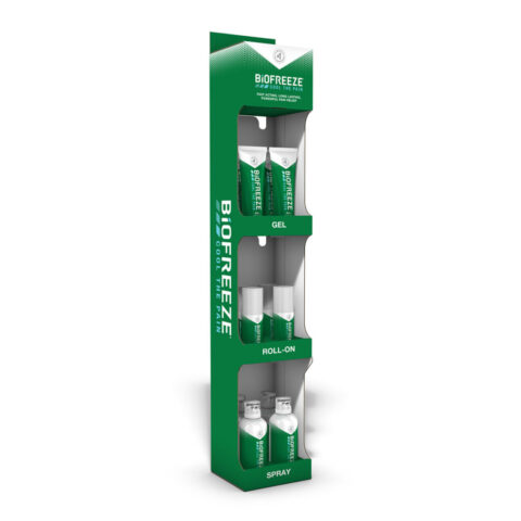A corrugated display for in-store sales.